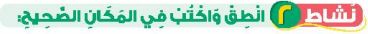 نشاط 2 انطق واكنب في المكان الصحيح